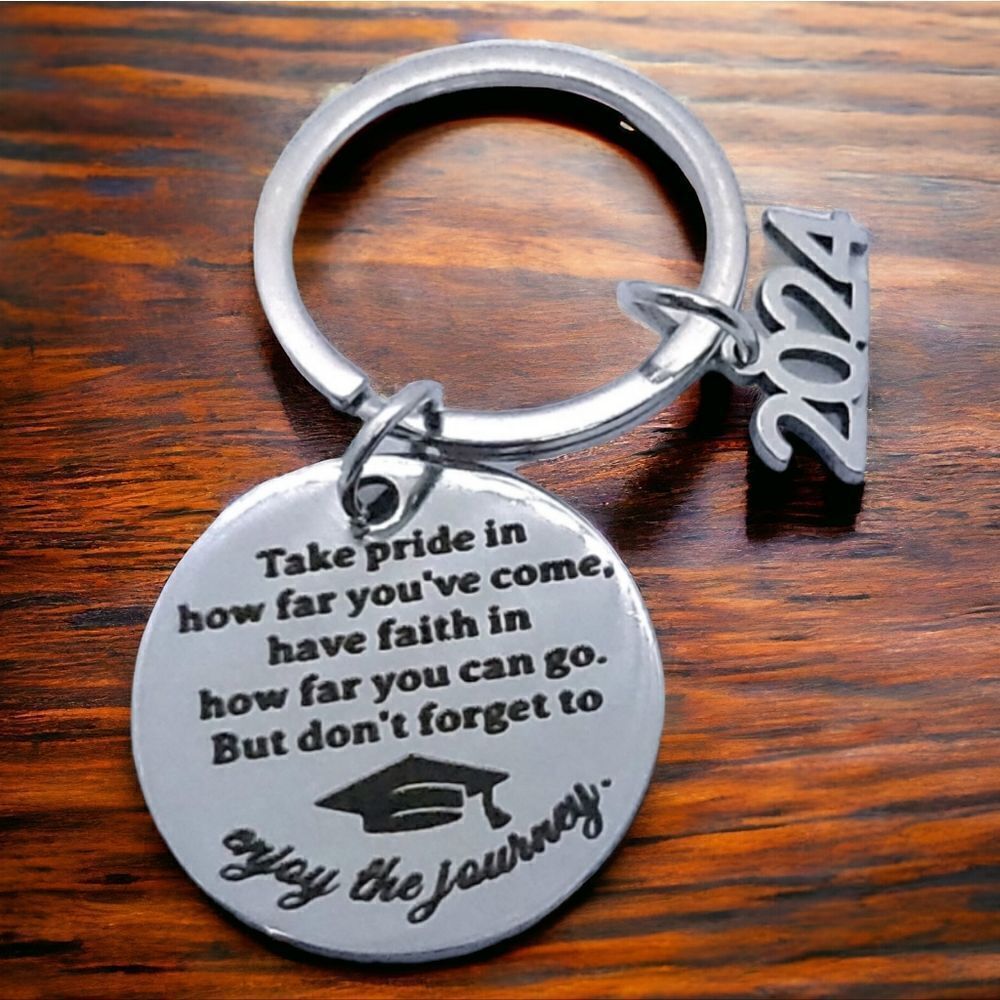 NEW Graduate Gift Bag Charm Stainless Steel Keychain Key Chain Inspiration